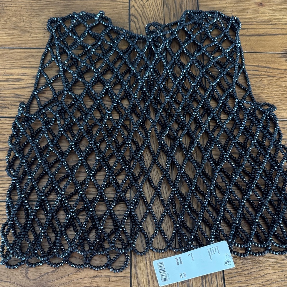 Black Beaded Net Top